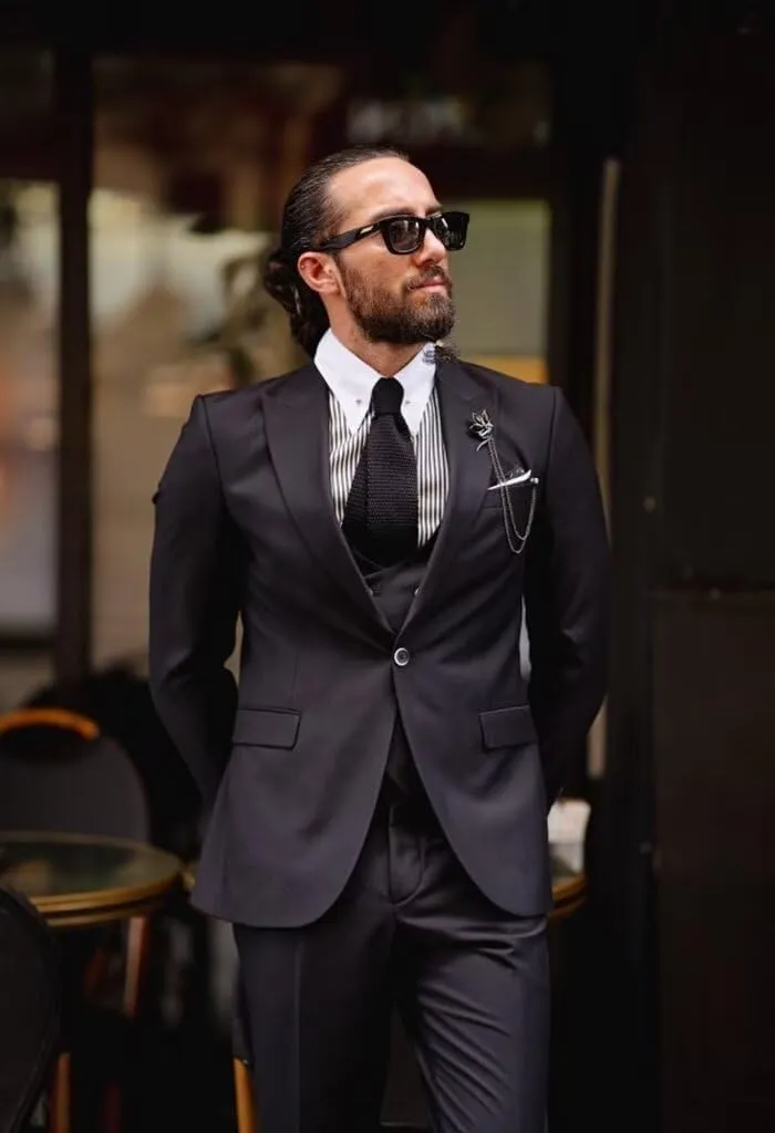 3 Piece Suit Men Slim Fit Double Breasted Suit for Men Wedding Suits Classic One Button Formal Prom Dinner Tuxedo