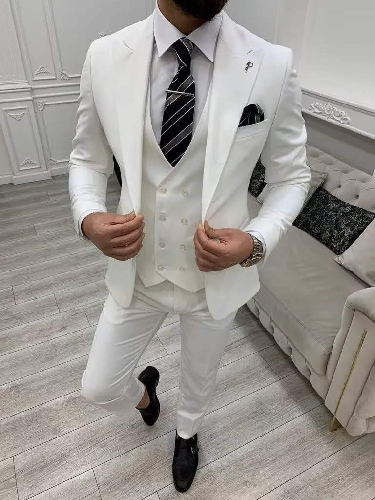 3 Piece Suit Men Slim Fit Double Breasted Suit for Men Wedding Suits Classic One Button Formal Prom Dinner Tuxedo