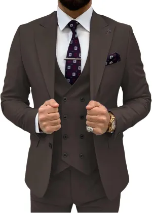 3 Piece Suit Men Slim Fit Double Breasted Suit for Men Wedding Suits Classic One Button Formal Prom Dinner Tuxedo