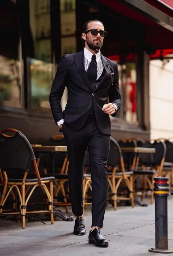 3 Piece Suit Men Slim Fit Double Breasted Suit for Men Wedding Suits Classic One Button Formal Prom Dinner Tuxedo