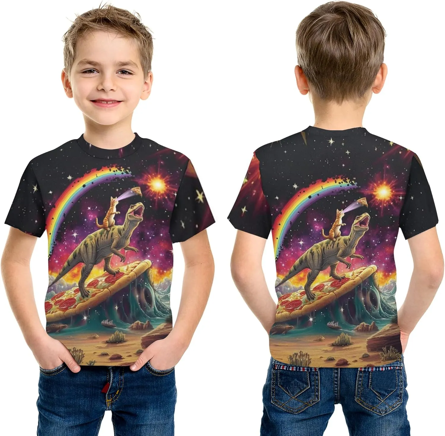 3D Graphic Boys Girls T Shirts, Crewneck Short Sleeve Tees for Teens