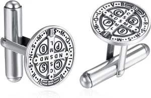 ADMETUS 925 Sterling Silver Patron Saint Cufflinks | Amulet Cufflinks Protection Jewelry for Men Suitable for Various Occasions (1 Pair)