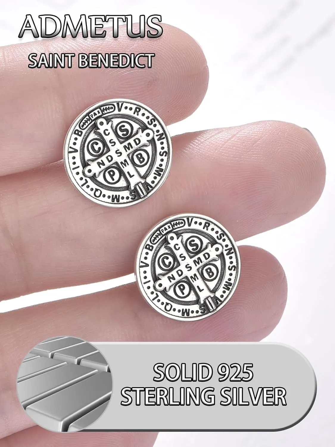 ADMETUS 925 Sterling Silver Patron Saint Cufflinks | Amulet Cufflinks Protection Jewelry for Men Suitable for Various Occasions (1 Pair)