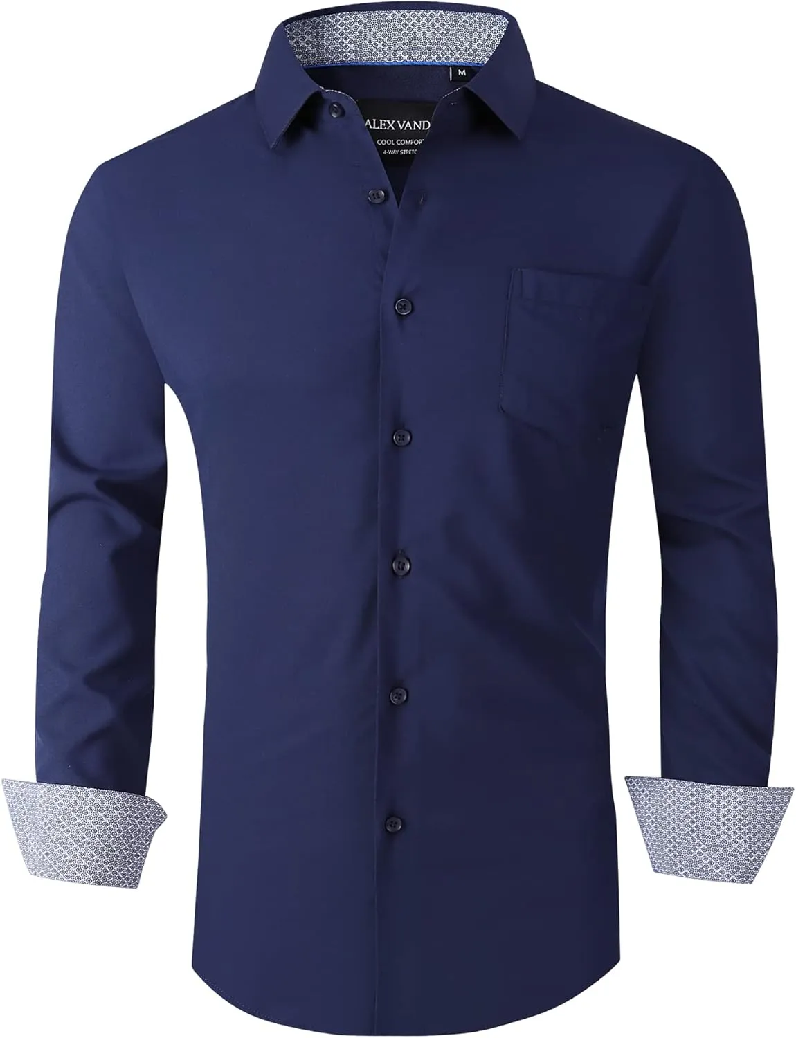 Alex Vando Mens Dress Shirts Regular Fit Long Sleeve Stretch Business Dress Shirts for Men