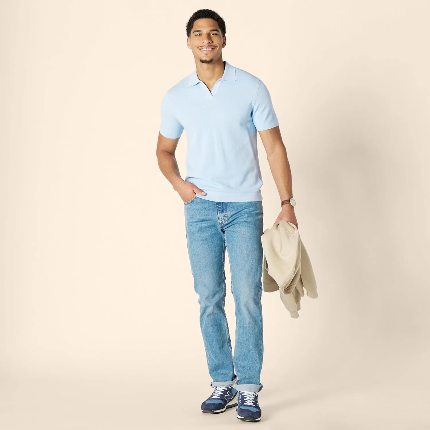 Amazon Essentials Men's Regular-Fit Short-Sleeve Knit Polo Sweater