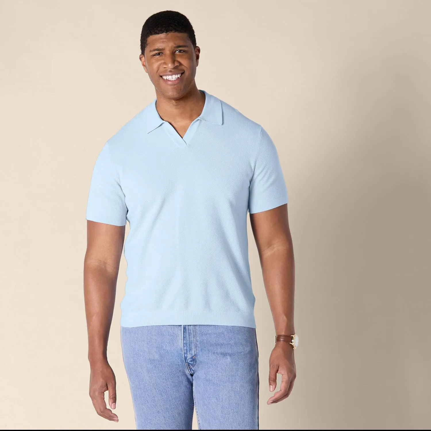 Amazon Essentials Men's Regular-Fit Short-Sleeve Knit Polo Sweater