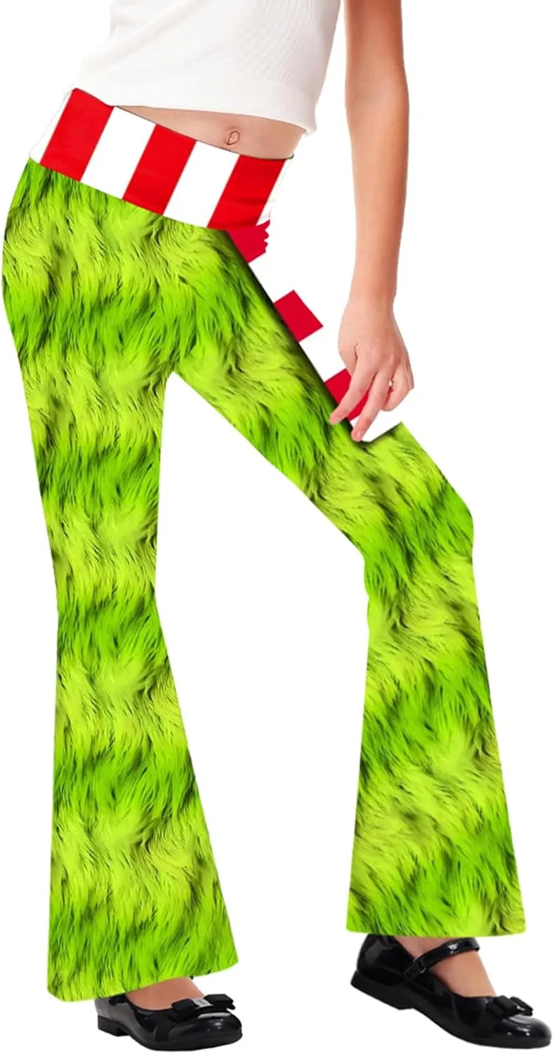 AOBUTE Girls Bell Bottom Pants Tie Dye Print High Waist Flare Leggings 5-14 Years
