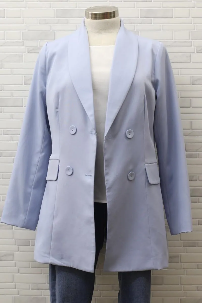 Available Long Sleeve Double Breasted Blazer