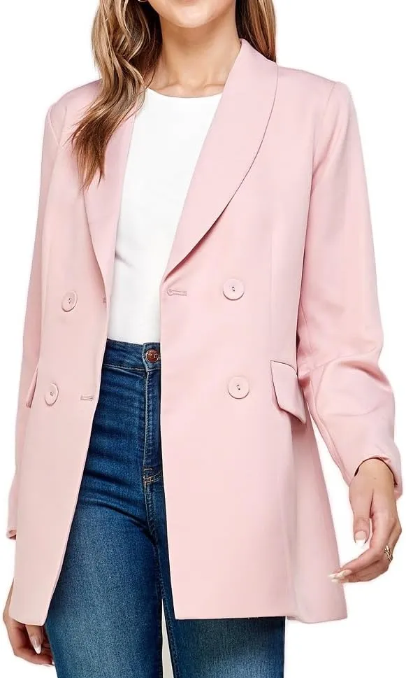 Available Long Sleeve Double Breasted Blazer