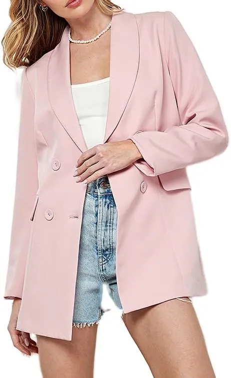 Available Long Sleeve Double Breasted Blazer
