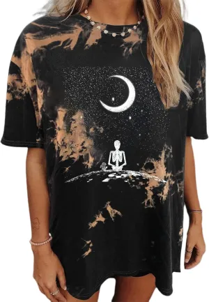 Avanova Women Graphic Letter Print Oversized T Shirt Short Sleeve Casual Summer Loose Fit Tee Top