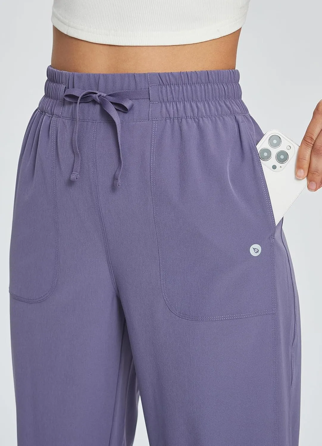 baleaf Women's 21" 30" Wide Leg Pants Capris Athletic Casual with Pockets Drawstring Quick Dry Walking Workout UPF50 