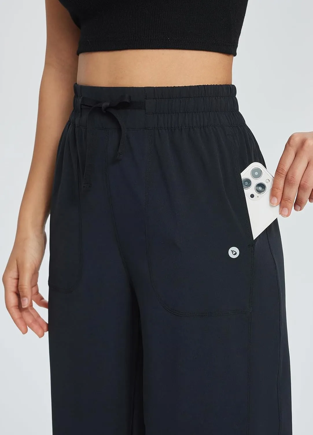 baleaf Women's 21" 30" Wide Leg Pants Capris Athletic Casual with Pockets Drawstring Quick Dry Walking Workout UPF50 