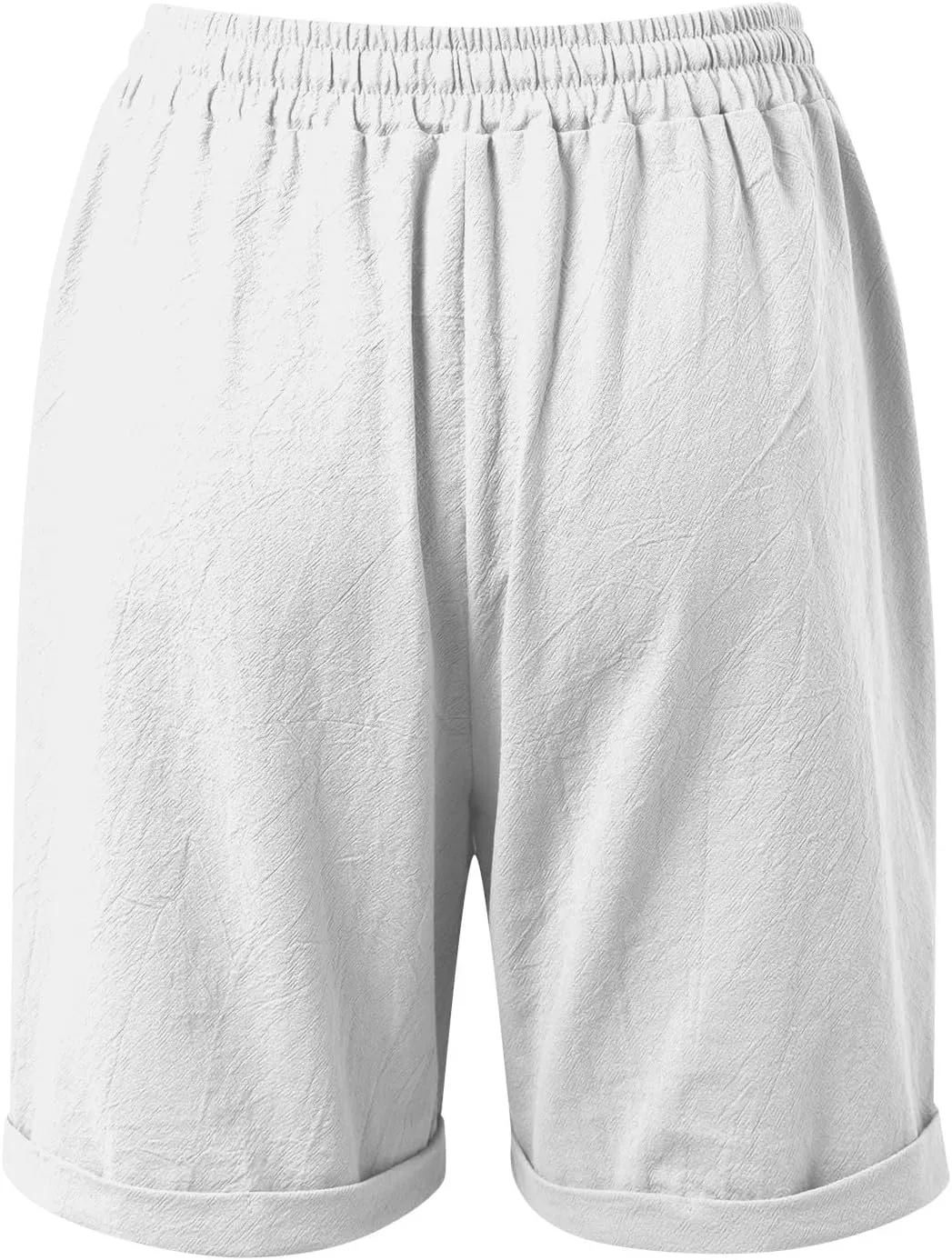 Bermuda Linen Shorts for Women Knee Length Drawstring Summer Shorts Wide Leg Comfy Lightweight Short Lounge Pants