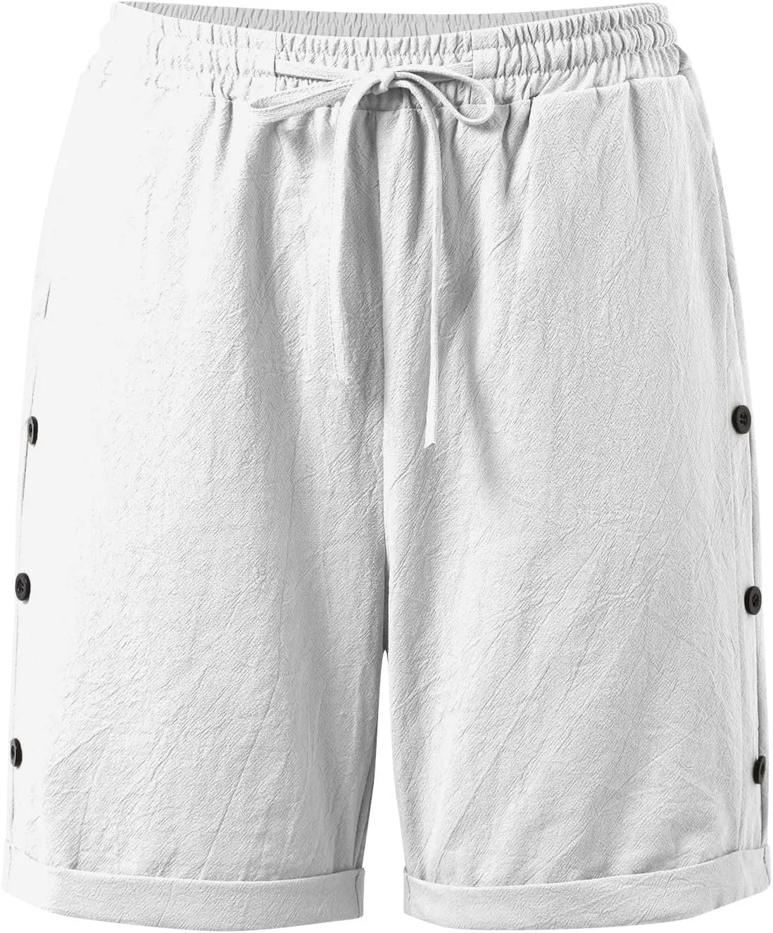 Bermuda Linen Shorts for Women Knee Length Drawstring Summer Shorts Wide Leg Comfy Lightweight Short Lounge Pants