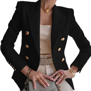 Blazers for Women Open Front Double Breasted Slim Blazer Casual Lapel Long Sleeve Business Jacket Outfits