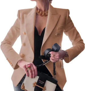 Blazers for Women Open Front Double Breasted Slim Blazer Casual Lapel Long Sleeve Business Jacket Outfits