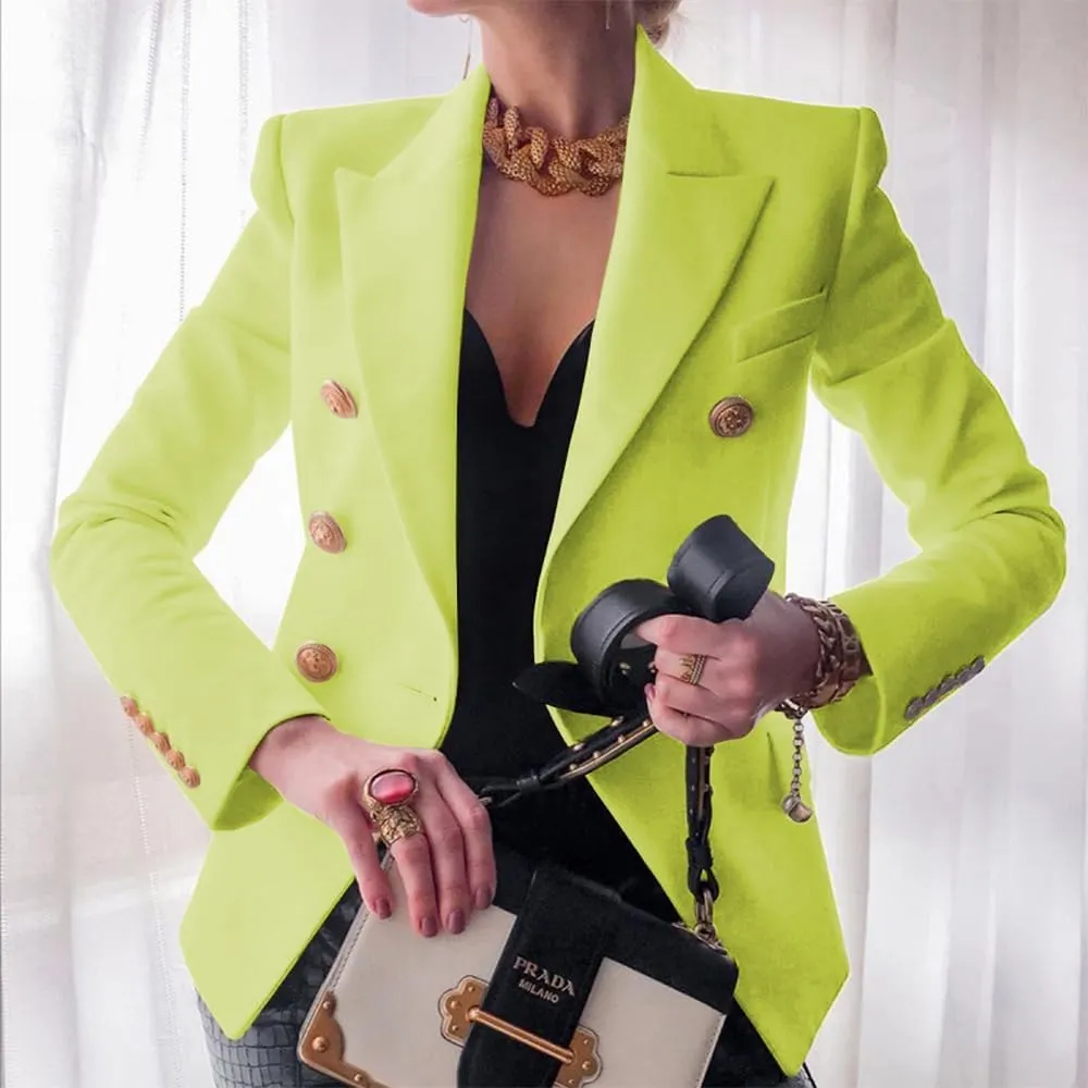 Blazers for Women Open Front Double Breasted Slim Blazer Casual Lapel Long Sleeve Business Jacket Outfits