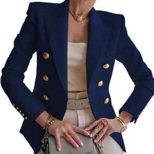 Blazers for Women Open Front Double Breasted Slim Blazer Casual Lapel Long Sleeve Business Jacket Outfits