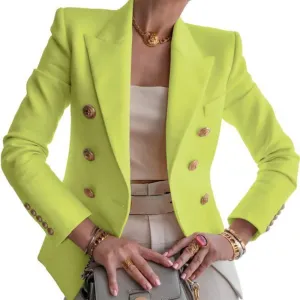Blazers for Women Open Front Double Breasted Slim Blazer Casual Lapel Long Sleeve Business Jacket Outfits