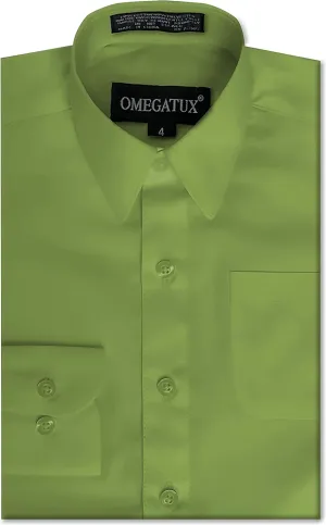 Boys Long Sleeve Solid Color Dress Shirts
