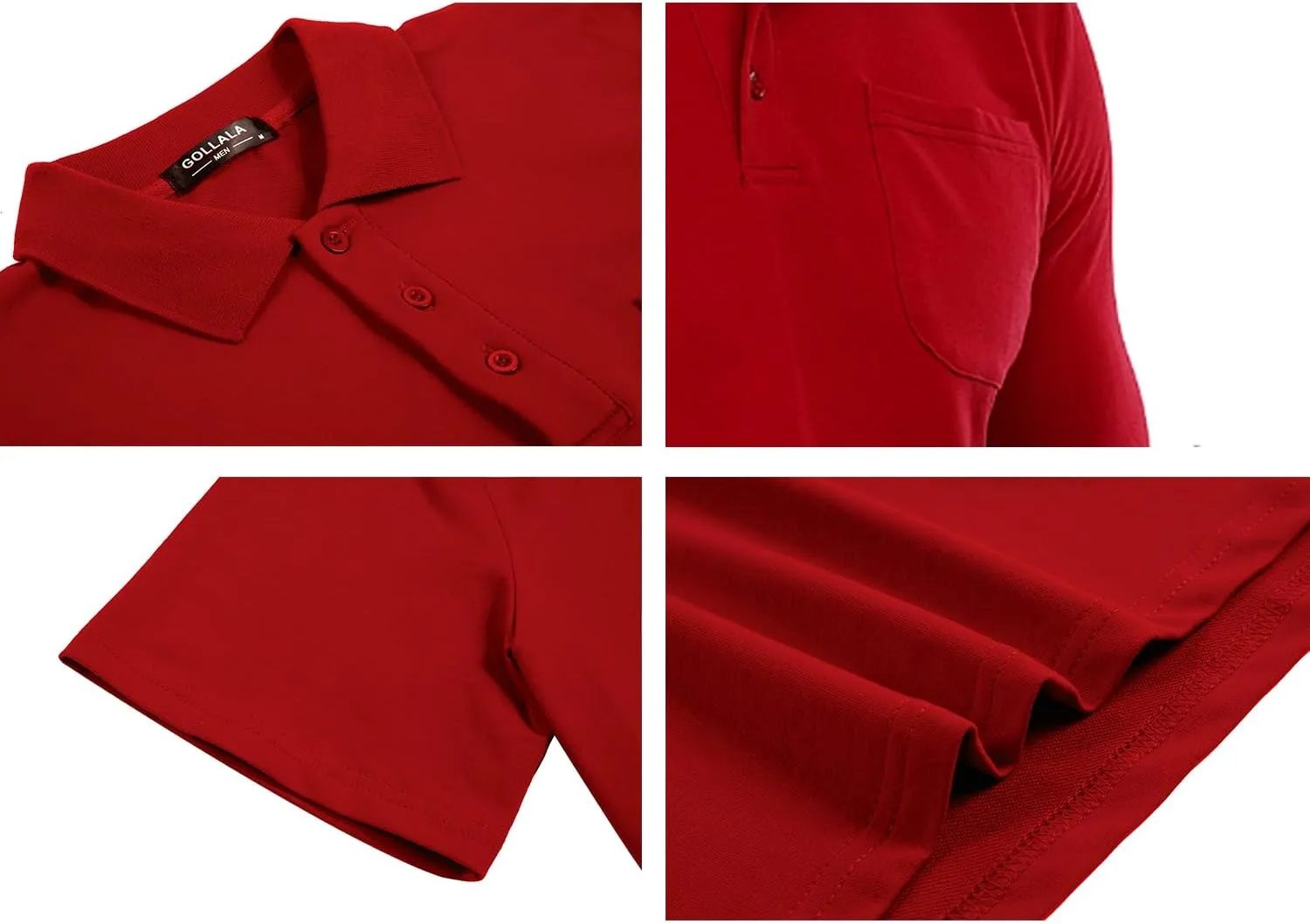 Brosloth Men's Cotton Long Sleeve Polo Shirts with Pocket Moisture Wicking Classic Casual Sport Golf Shirt