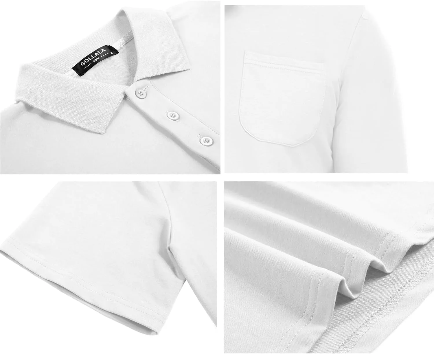Brosloth Men's Cotton Long Sleeve Polo Shirts with Pocket Moisture Wicking Classic Casual Sport Golf Shirt