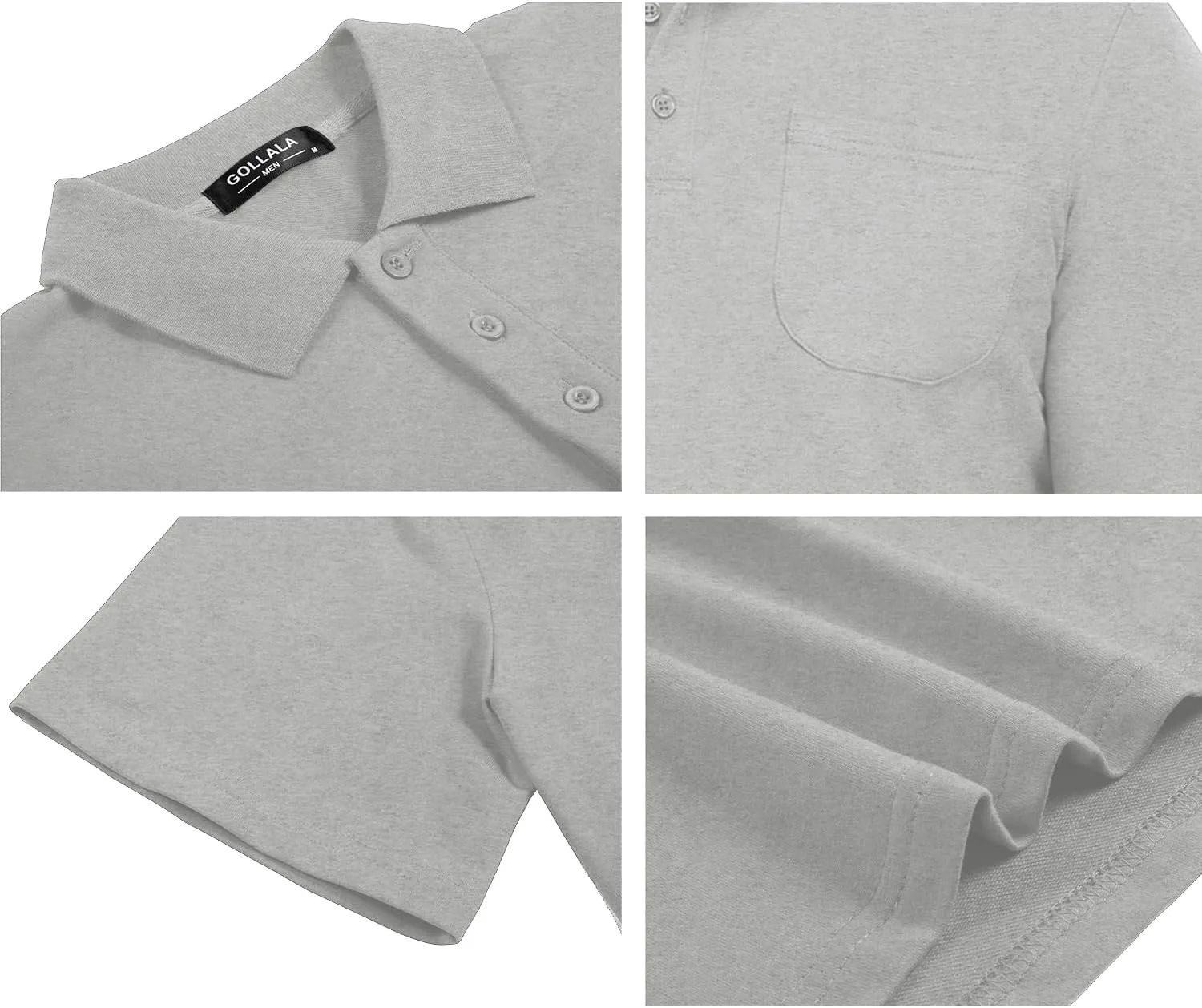 Brosloth Men's Cotton Long Sleeve Polo Shirts with Pocket Moisture Wicking Classic Casual Sport Golf Shirt