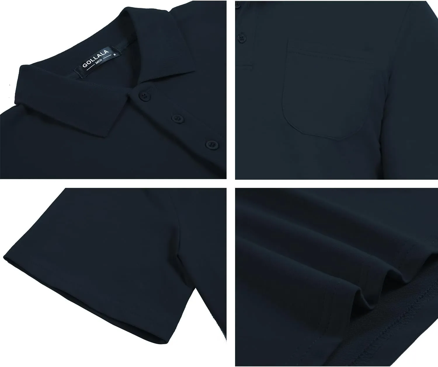 Brosloth Men's Cotton Long Sleeve Polo Shirts with Pocket Moisture Wicking Classic Casual Sport Golf Shirt