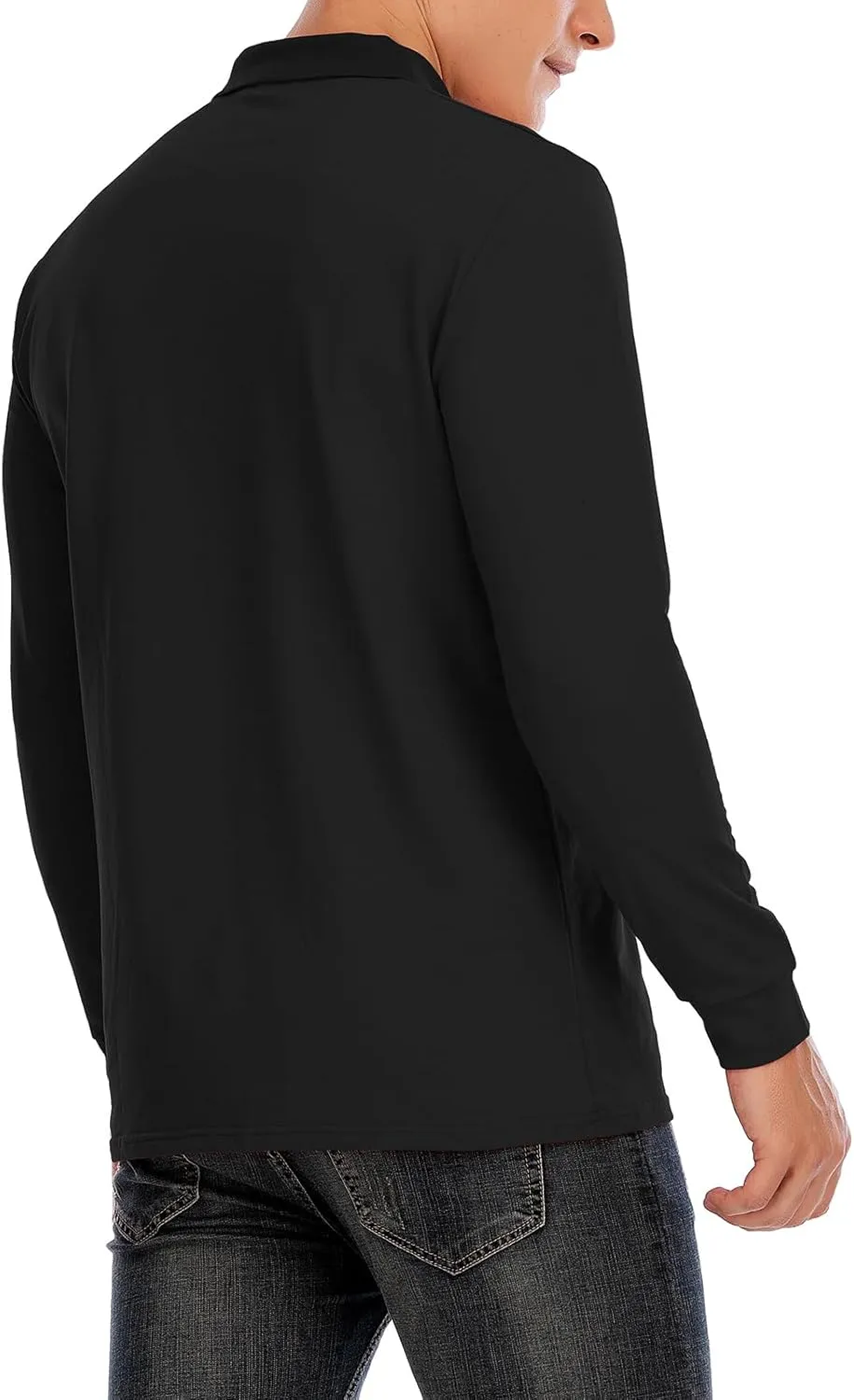 Brosloth Men's Cotton Long Sleeve Polo Shirts with Pocket Moisture Wicking Classic Casual Sport Golf Shirt