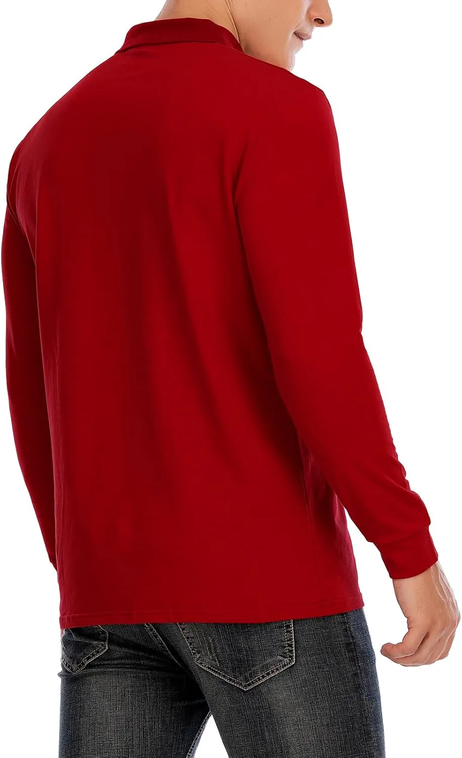 Brosloth Men's Cotton Long Sleeve Polo Shirts with Pocket Moisture Wicking Classic Casual Sport Golf Shirt