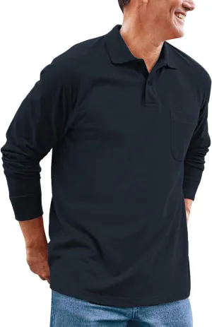 Brosloth Men's Cotton Long Sleeve Polo Shirts with Pocket Moisture Wicking Classic Casual Sport Golf Shirt