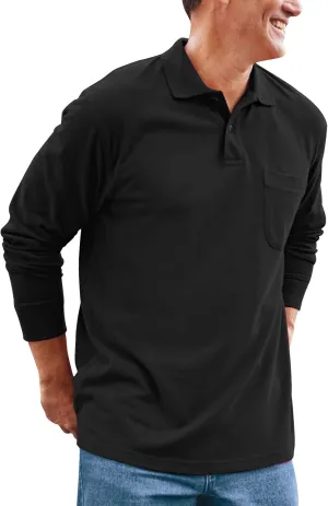 Brosloth Men's Cotton Long Sleeve Polo Shirts with Pocket Moisture Wicking Classic Casual Sport Golf Shirt