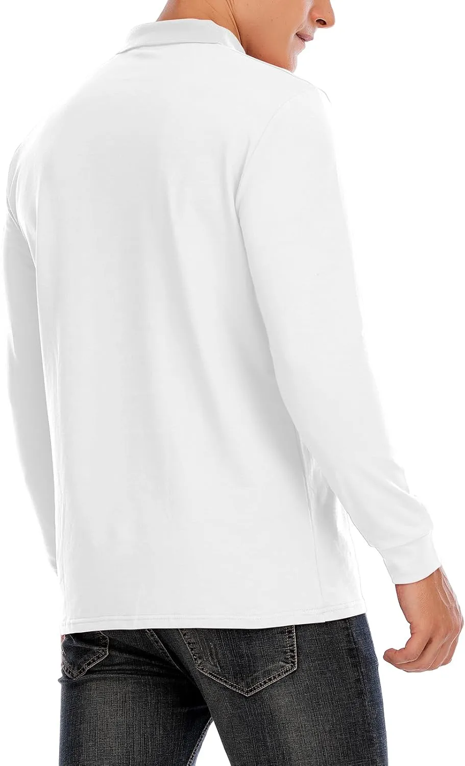 Brosloth Men's Cotton Long Sleeve Polo Shirts with Pocket Moisture Wicking Classic Casual Sport Golf Shirt