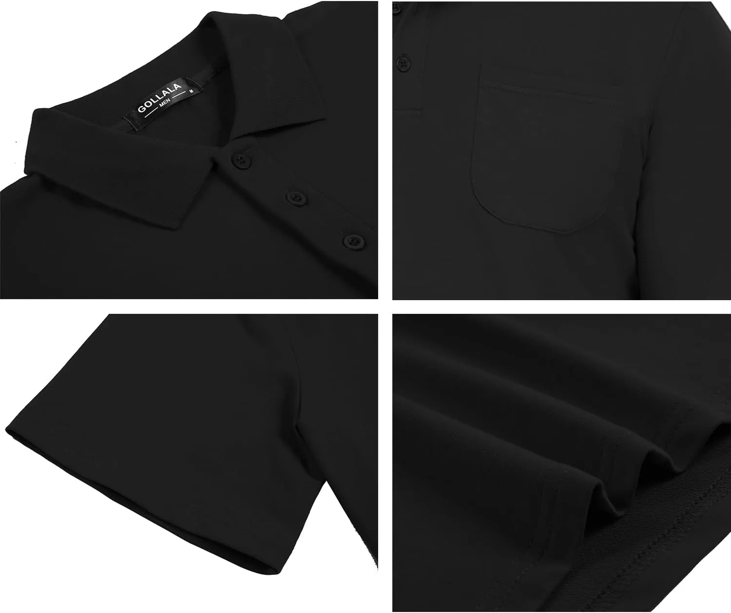 Brosloth Men's Cotton Long Sleeve Polo Shirts with Pocket Moisture Wicking Classic Casual Sport Golf Shirt