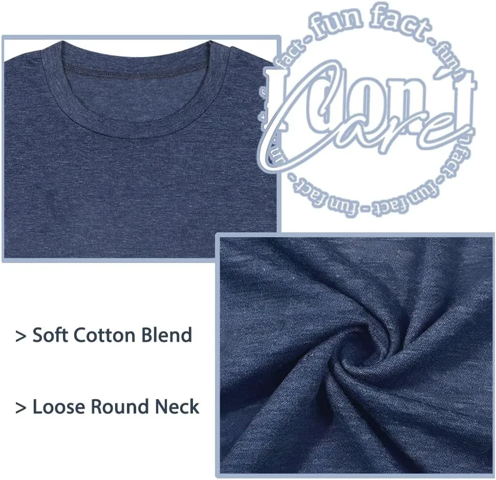 Calvin Fun Fact l Don't Care Letter Print T-Shirt for Women Funny Sayings Graphic Tees