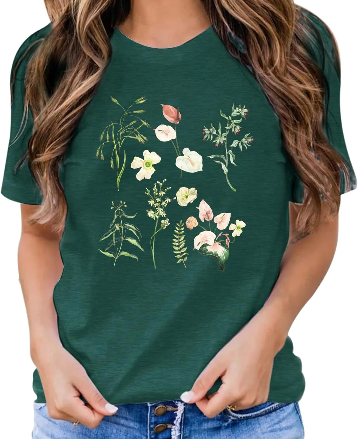 Cat Shirts for Women Flower Tee Shirts Womens Dandelion T-Shirt Cute Dandelion Cat Graphic Print Shirts