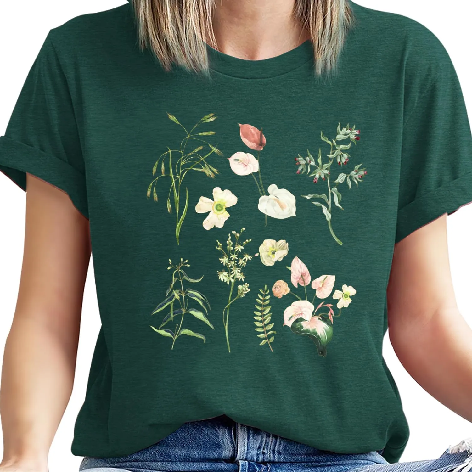 Cat Shirts for Women Flower Tee Shirts Womens Dandelion T-Shirt Cute Dandelion Cat Graphic Print Shirts
