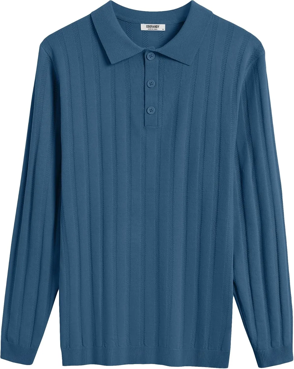 COOFANDY Men's Knit Polo Shirt Casual Long Sleeve Polo Sweater Dress Collar Polo Classic Golf Shirts