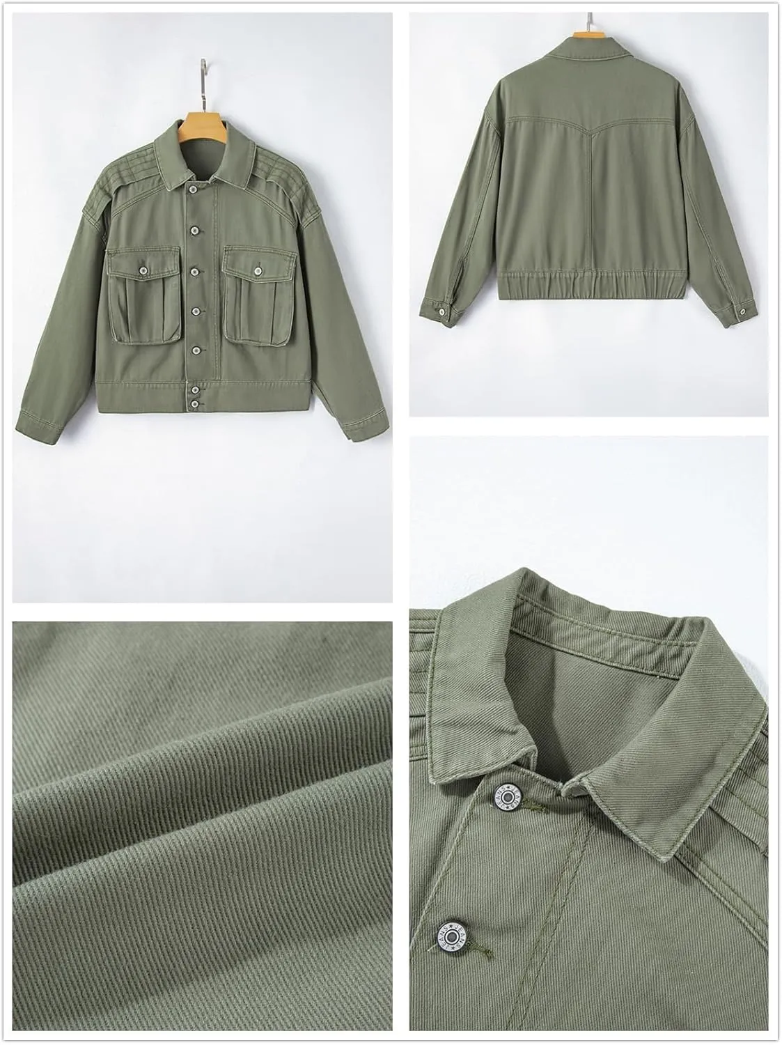 Dokotoo Women's Cargo Jean Jacket - Cropped Button Spring Fashion Coat for Women