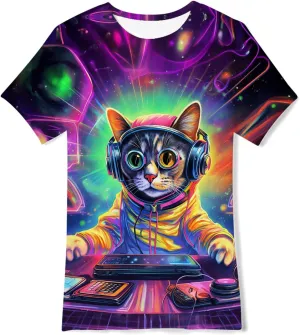 Enlifety Boys Girls T-Shirts 3D Graphic Shirts Kids Cool Short Sleeve Tees Size 4-14T