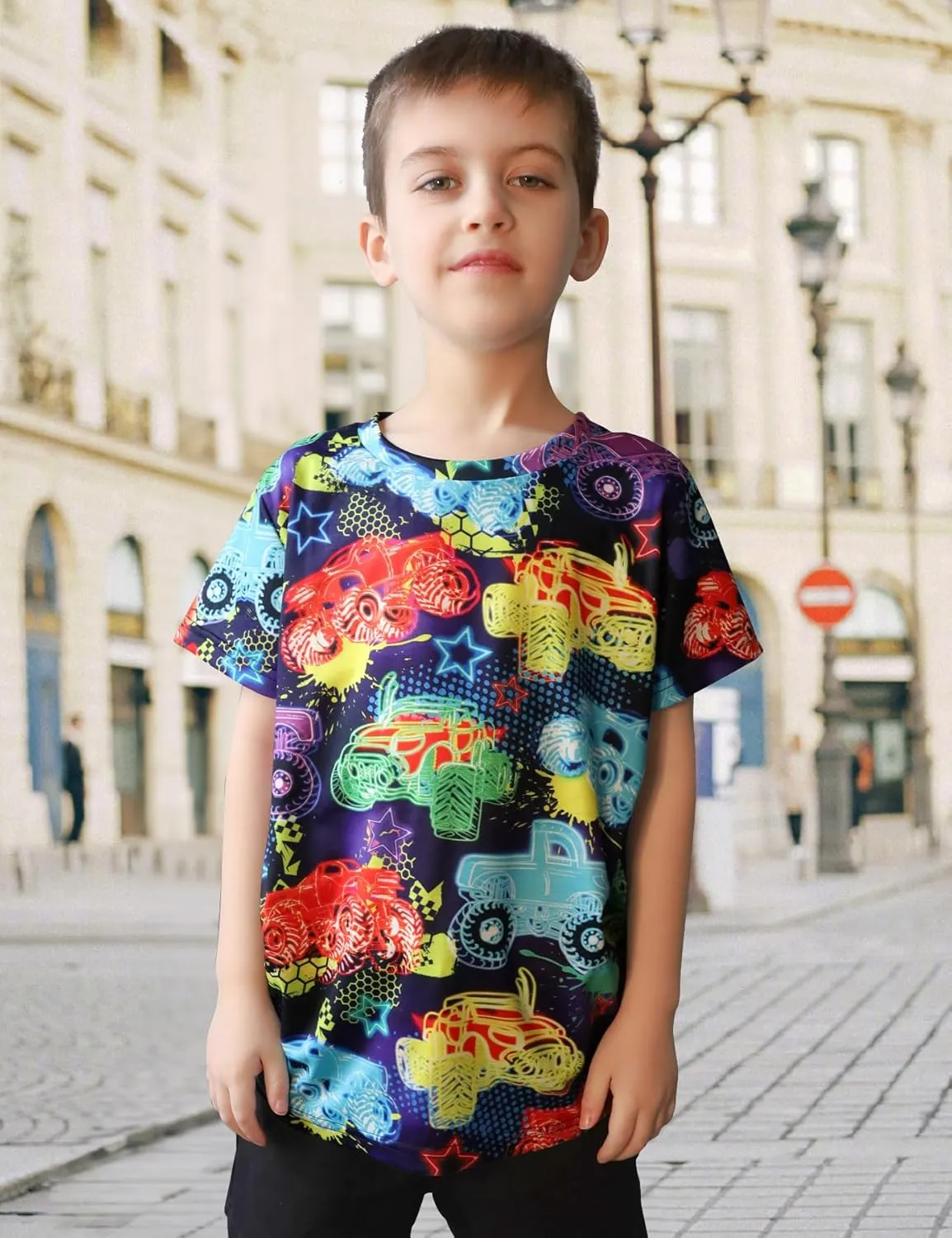 Enlifety Boys Girls T-Shirts 3D Graphic Shirts Kids Cool Short Sleeve Tees Size 4-14T