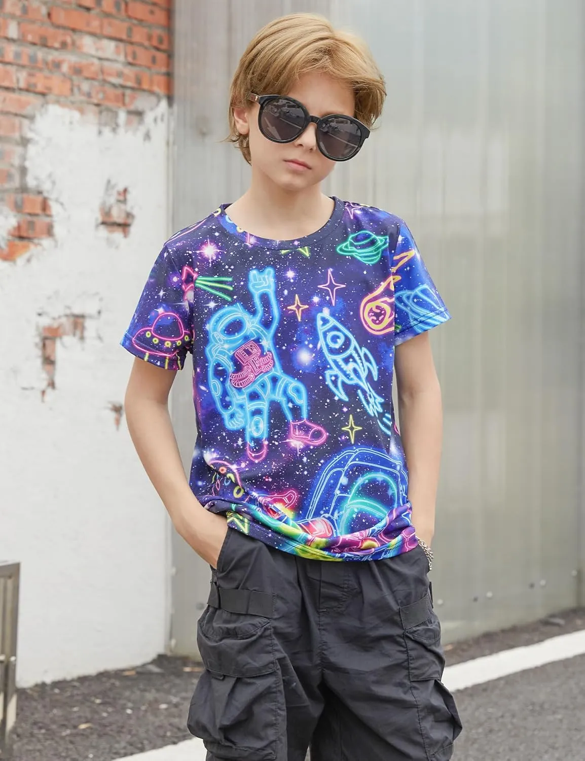 Enlifety Boys Girls T-Shirts 3D Graphic Shirts Kids Cool Short Sleeve Tees Size 4-14T