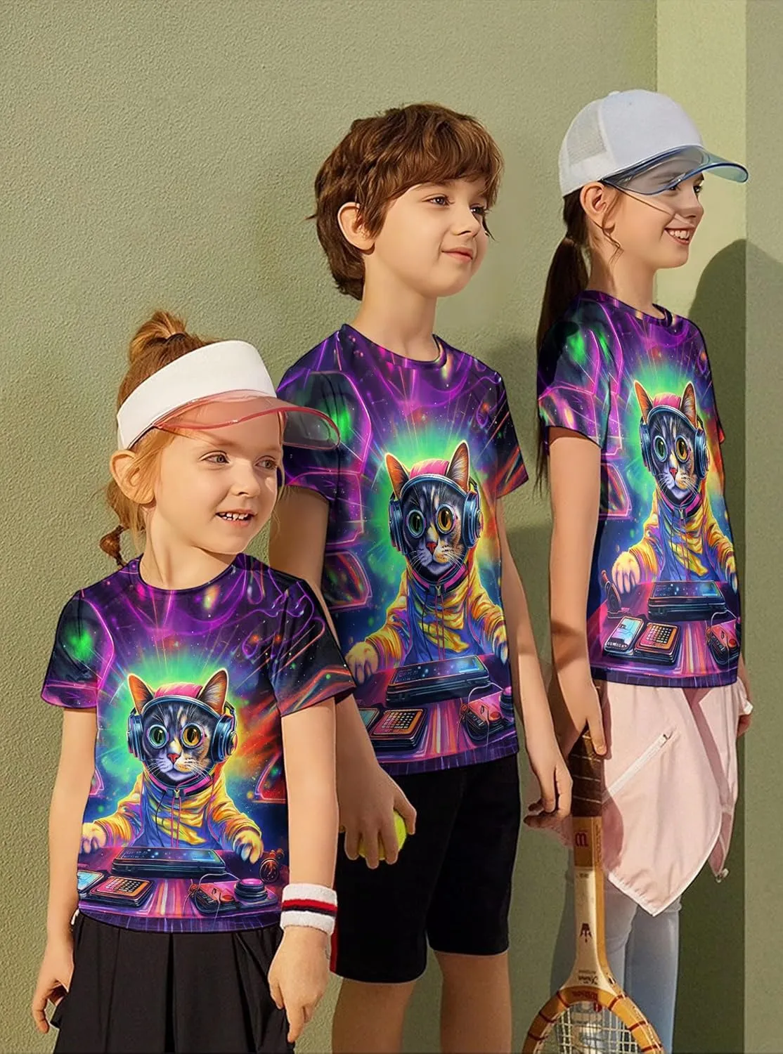 Enlifety Boys Girls T-Shirts 3D Graphic Shirts Kids Cool Short Sleeve Tees Size 4-14T