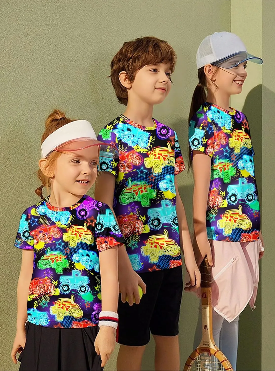 Enlifety Boys Girls T-Shirts 3D Graphic Shirts Kids Cool Short Sleeve Tees Size 4-14T