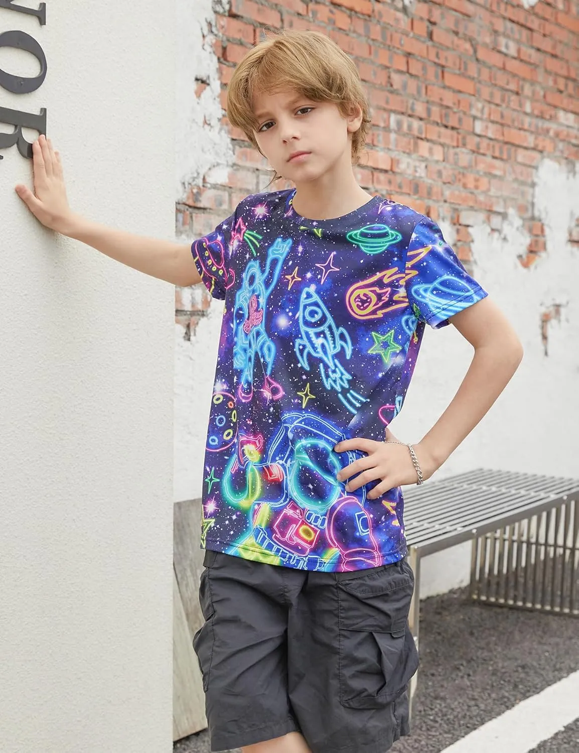 Enlifety Boys Girls T-Shirts 3D Graphic Shirts Kids Cool Short Sleeve Tees Size 4-14T