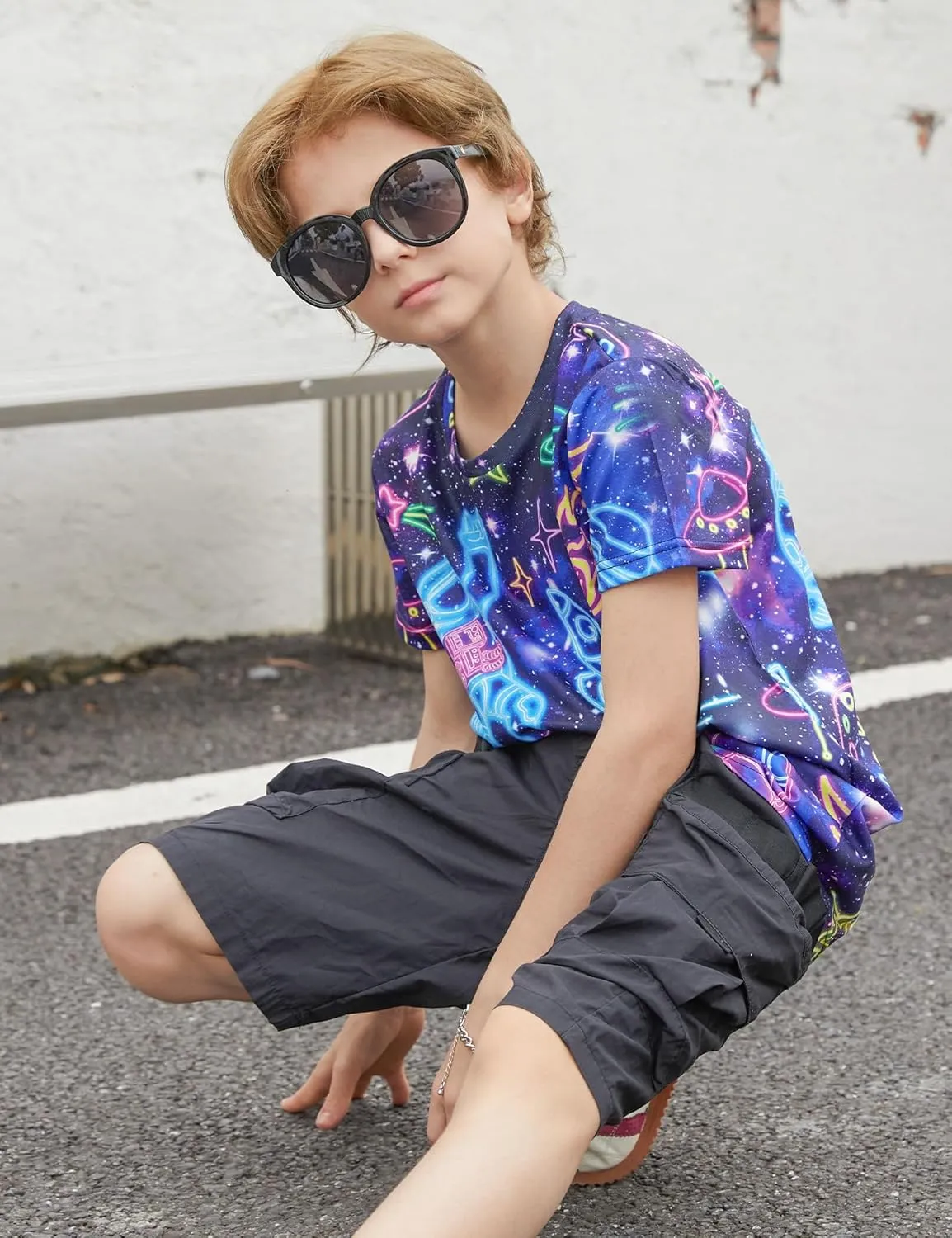 Enlifety Boys Girls T-Shirts 3D Graphic Shirts Kids Cool Short Sleeve Tees Size 4-14T