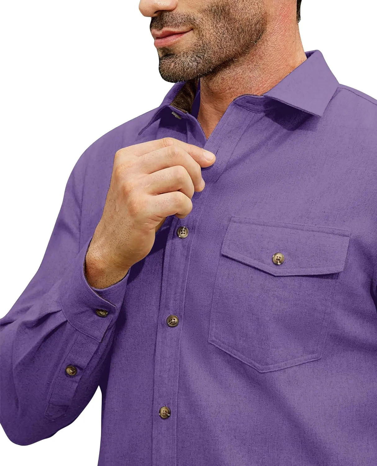 Flannel Shirt for Men Long Sleeve Mens Dress Shirts Cotton Casual Button Down Shirt Big Work Shacket Jackets