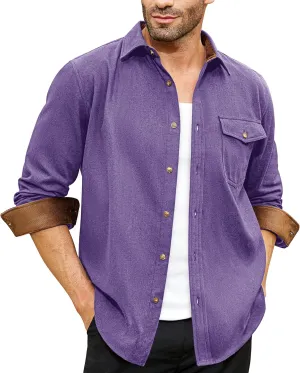 Flannel Shirt for Men Long Sleeve Mens Dress Shirts Cotton Casual Button Down Shirt Big Work Shacket Jackets