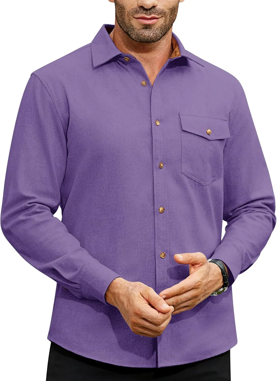 Flannel Shirt for Men Long Sleeve Mens Dress Shirts Cotton Casual Button Down Shirt Big Work Shacket Jackets